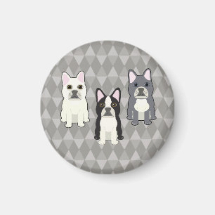 Frenchies Grå Diamanter Magnet
