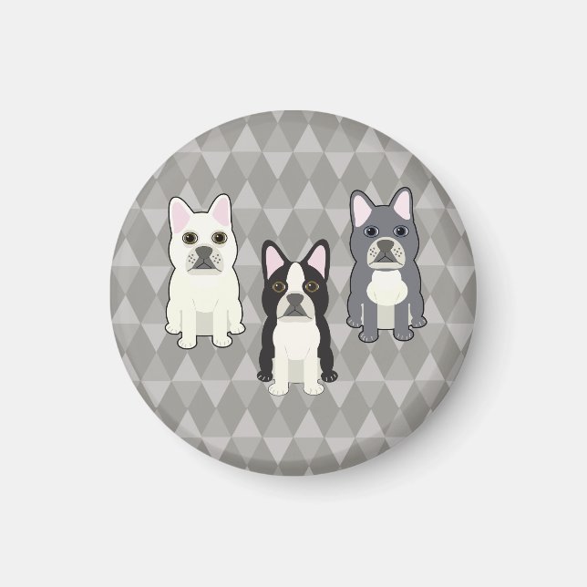 Frenchies Gray Diamonds Magnet (Framsidan)