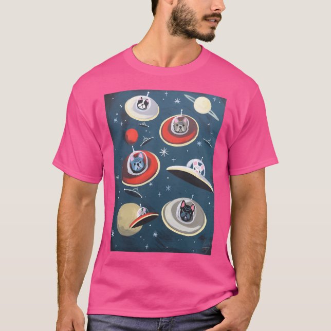 Frenchies in Spaaaaaaace T Shirt (Framsida)