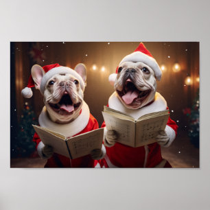 Frenchies jul Caroling Festive Helgdag Poster