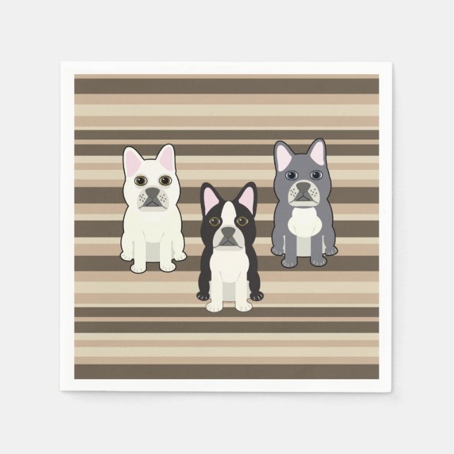 Frenchies Neutral Striped Pappersservett (Framsidan)
