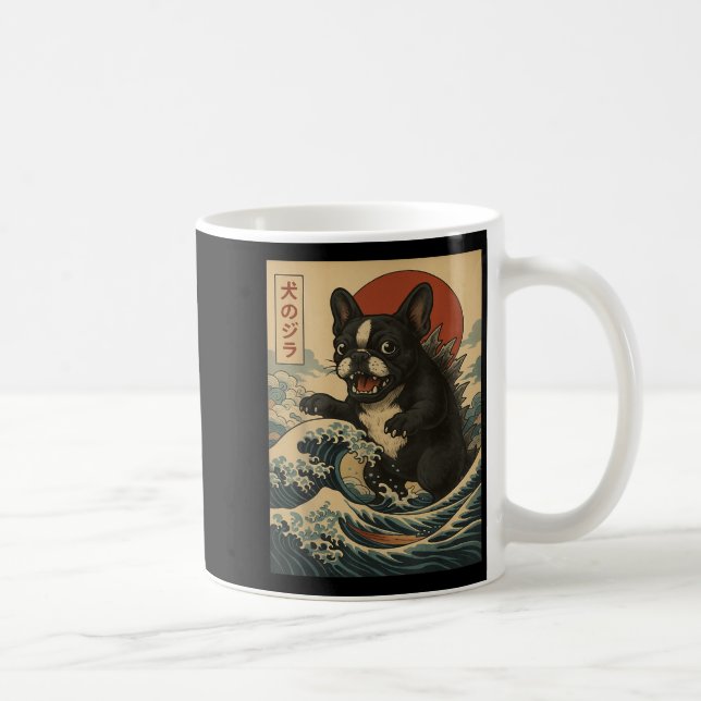 Frenchzilla Japansk Retro Wave Monster Bulldog Kaffemugg (Höger)