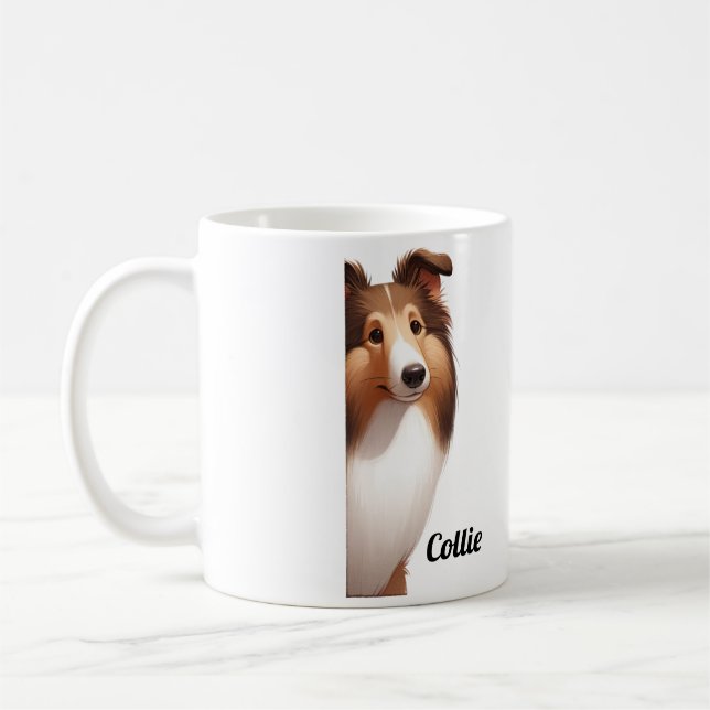 Frendily Collie Hund Kaffemugg (Vänster)