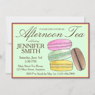 Frenh Macarons Bröllopsdusch Afternoon Tea-fest Inbjudningar
