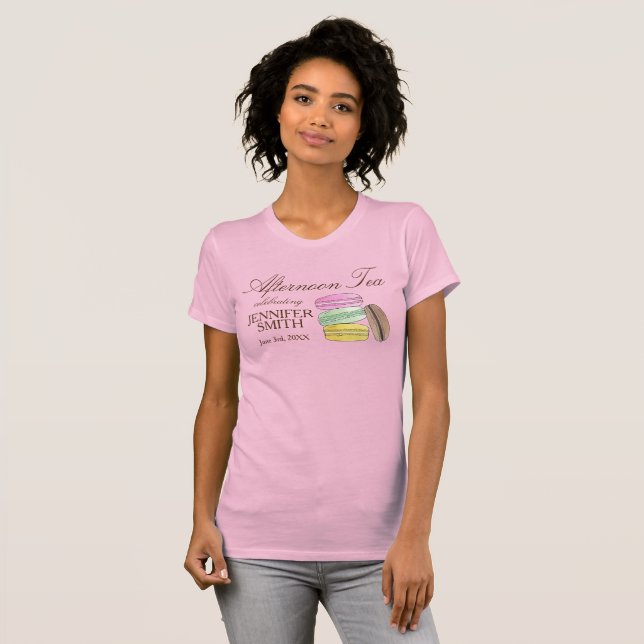 Frenh Macarons Bröllopsdusch Afternoon Tea Party T Shirt (Hel framsida)