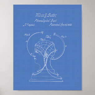 Frenologisk Bust 1856 Patent Art Blueprint Poster