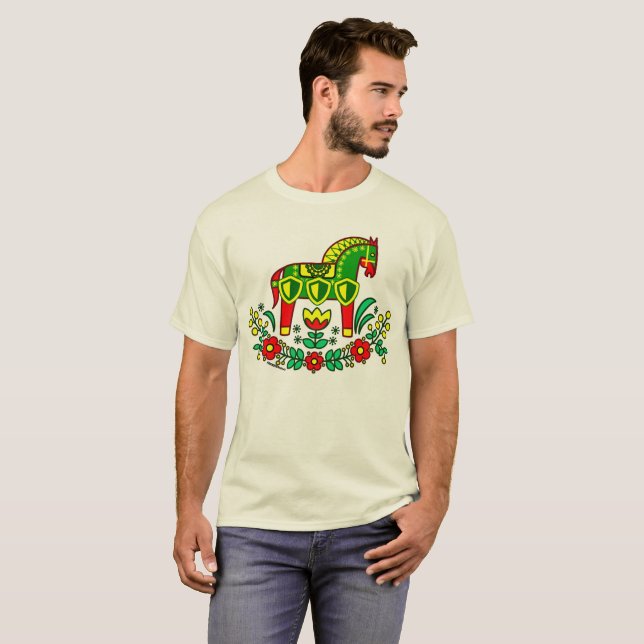 FRENZIEDminds T-shirt featuring stately Dala Horse (Hel framsida)