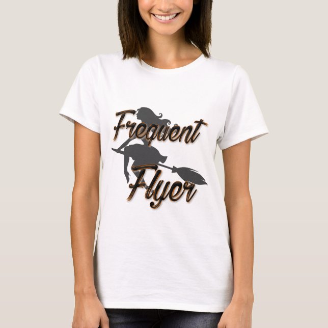 Frequent Flyer Halloween Witch Design T Shirt (Framsida)