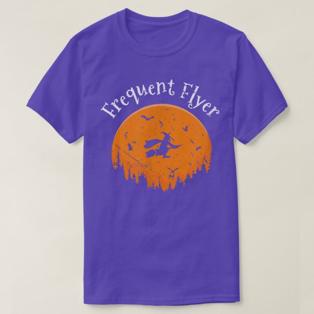 Frequent Flyer Witch Funny Halloween 2353 T Shirt (Design framsida)