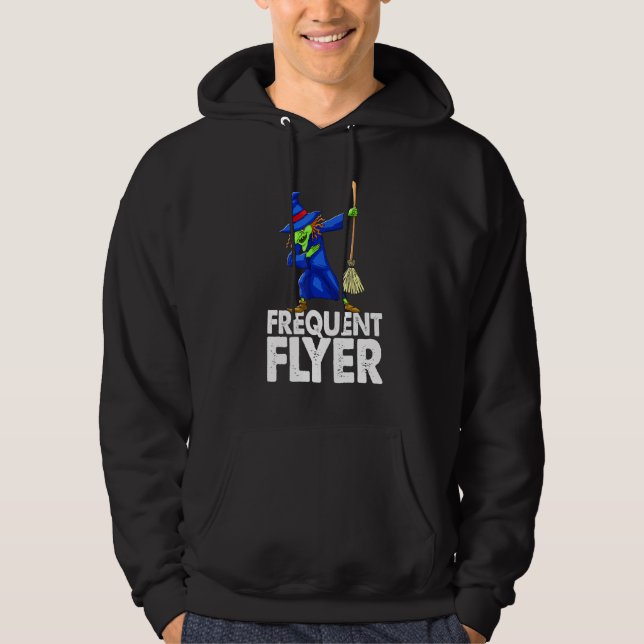 Frequent Flyer Witch the Flies Witch Halloween Hoodie (Framsida)