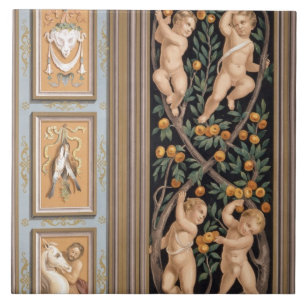 Fresco av Cupids från kyrkan av St. Ambroglio, Kakelplatta