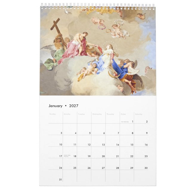 Fresco av de bayerska klosterna kalender (Jan 2027)