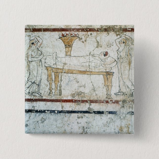 Fresco från graven av Gaudio, c.480 BC Knapp (Framsida)