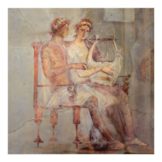 Fresco of a Music Lesson, Pompeii Fototryck (Framsidan)