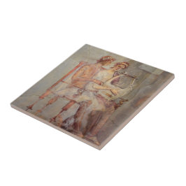 Fresco of a Music Lesson, Pompeii Kakelplatta