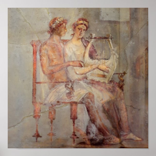 Fresco of a Music Lesson, Pompeii Poster (Framsidan)