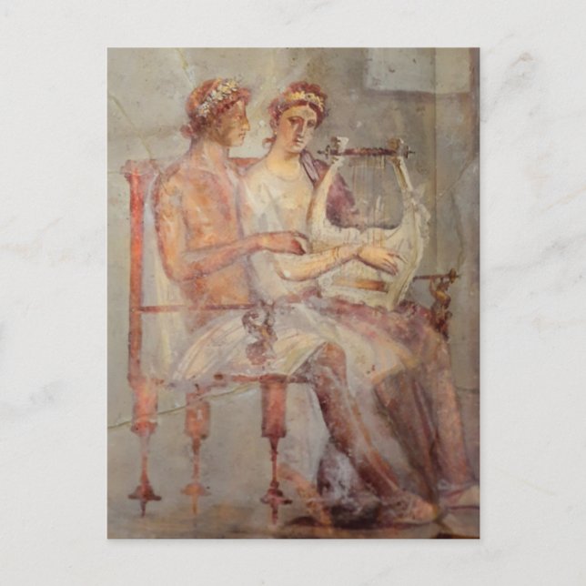 Fresco of a Music Lesson, Pompeii Vykort (Framsida)