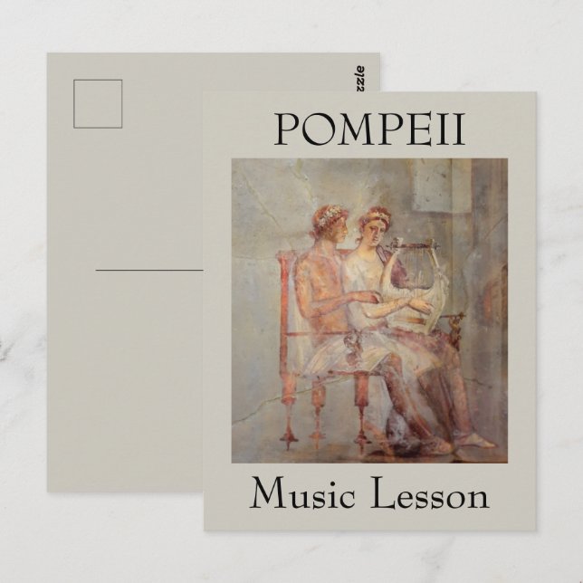 Fresco of a Music Lesson, Pompeii Vykort (Fram/baksida)