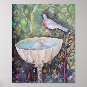Fresco of Pigeon and a Fontän, Pompeii Poster