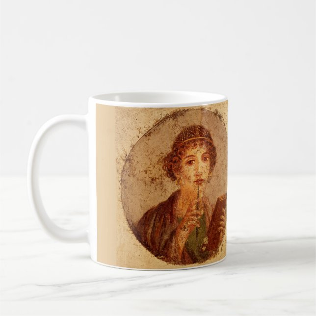 Fresco of Sappho in Pompeii Kaffemugg (Vänster)