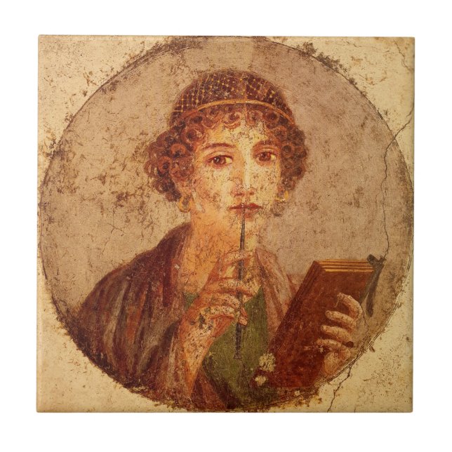 Fresco of Sappho in Pompeii Kakelplatta (Framsidan)
