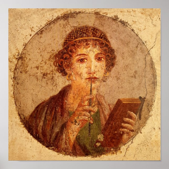 Fresco of Sappho in Pompeii Poster (Framsidan)