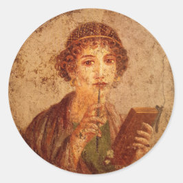 Fresco of Sappho in Pompeii Runt Klistermärke