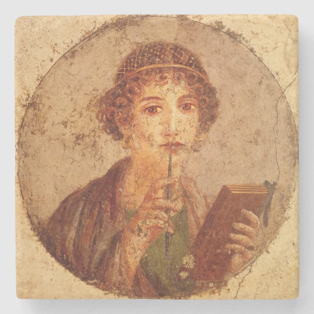 Fresco of Sappho in Pompeii Stenunderlägg (Framsidan)