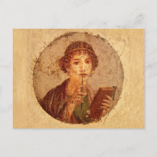 Fresco of Sappho in Pompeii Vykort