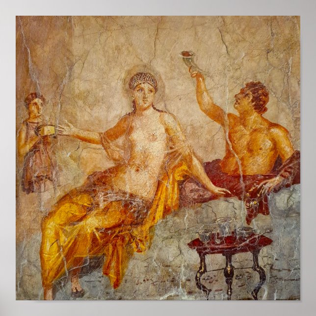 Fresco Private Drinking Scene i Pompeii Poster (Framsidan)