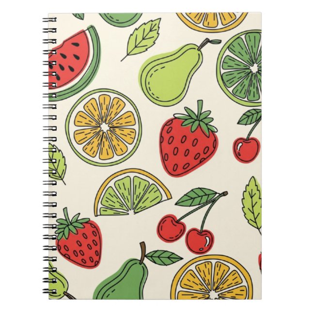 Fresh and Fun Fruit Pattern  Anteckningsbok (Framsidan)