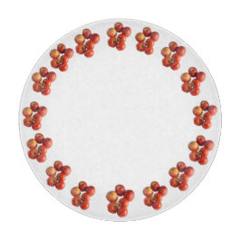 Fresh Apples and Tomatoes Round Glass Cutting Boar