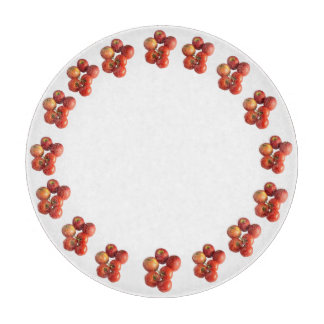 Fresh Apples and Tomatoes Round Glass Cutting Boar