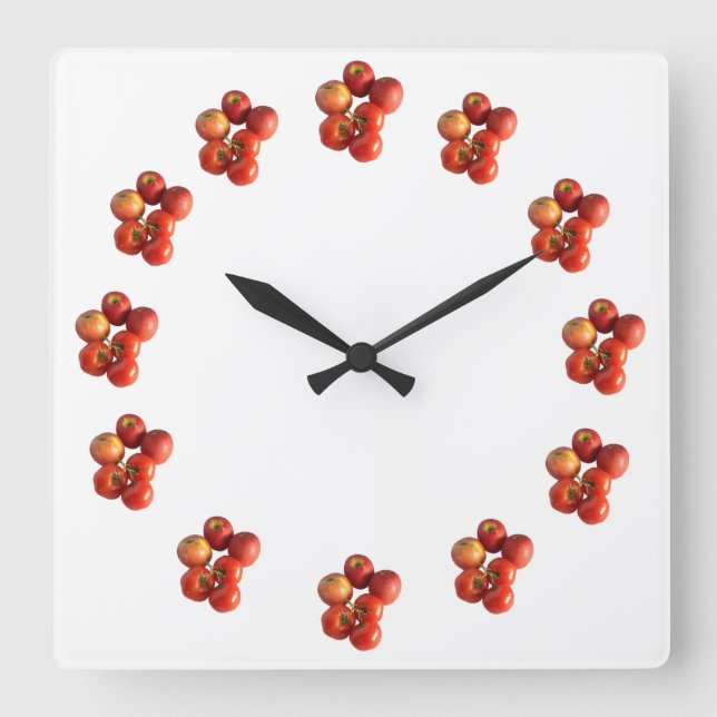 Fresh Apples and Tomatoes Wall Clock Fyrkantig Klocka (Framsida)