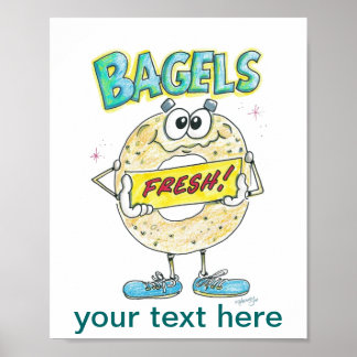 Fresh Bagel-tecken Poster