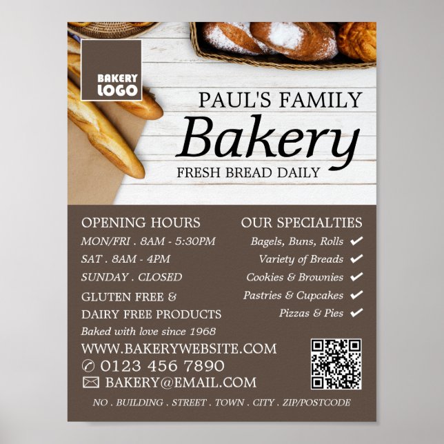 Fresh Baguette Collection, Bakers, Bakery Store Poster (Framsidan)