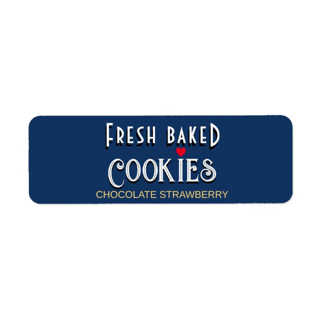 FRESH BAKED COOKIES with cookie namn and eart Returadress Etikett (Framsidan)