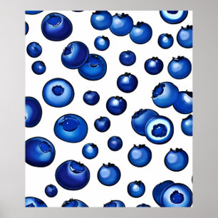 Fresh Blueberry Mönster Poster