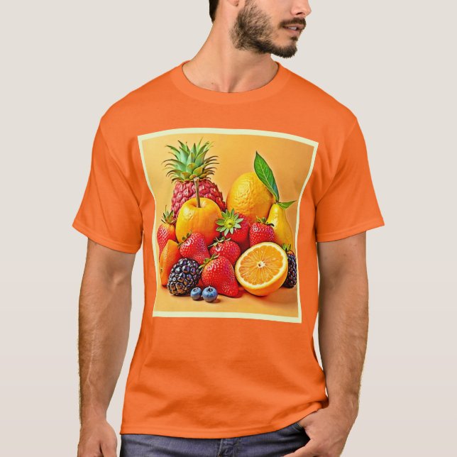 Fresh Bounty: Vibrant Fruit Harvest Design  T Shirt (Framsida)