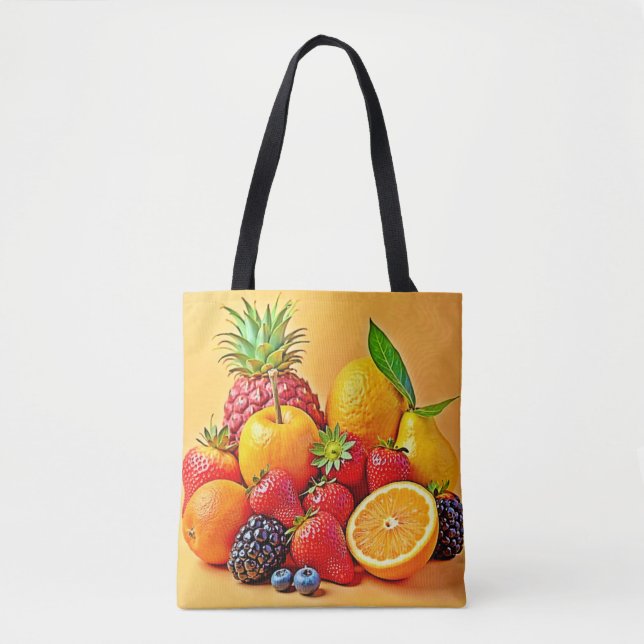 Fresh Bounty: Vibrant Fruit Harvest Design  Tygkasse (Framsida)