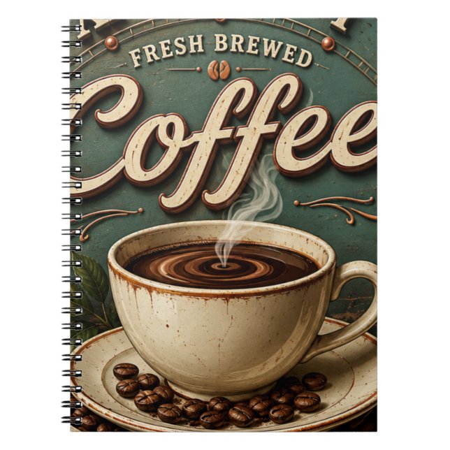 Fresh Brewed Coffee Rustic Farmhouse Anteckningsbok (Framsidan)