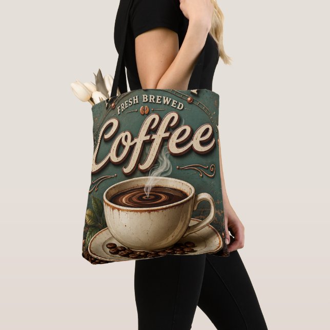 Fresh Brewed Coffee Rustic Farmhouse Tygkasse (Närbild)