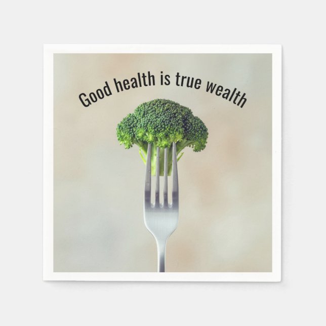 Fresh Broccoli Floret On a Fork With Quote Pappersservett (Framsidan)