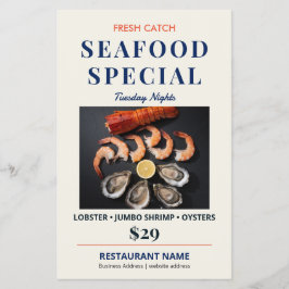Fresh Catch Elegant Skaldjursrestaurang Special Flygblad
