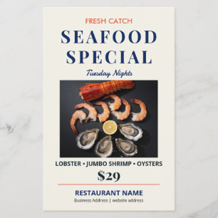 Fresh Catch Elegant Skaldjursrestaurang Special Flygblad