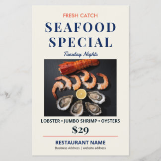 Fresh Catch Elegant Skaldjursrestaurang Special Flygblad