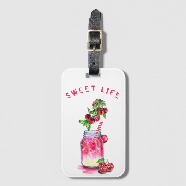 Fresh Cherry Drink Luggage Tag Bagagebricka (Framsida vertikal)