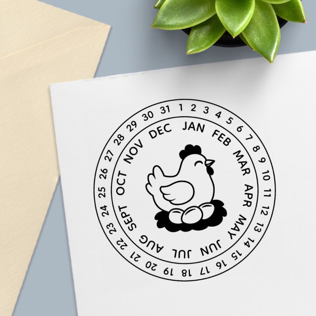 Fresh Chicken Eggs Carton Date Wheel Självfärgande Stämpel (Skapare uppladdad)