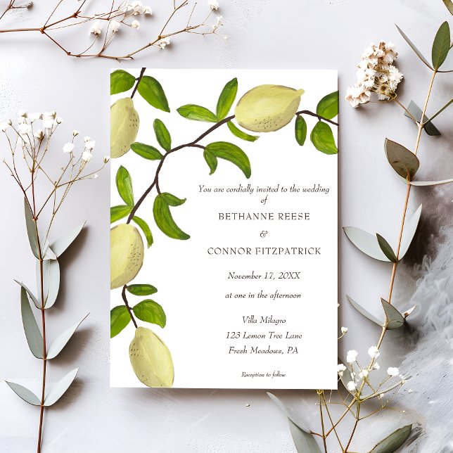 Fresh Citrus Painted Lemons Mediterranean Inbjudningar (Skapare uppladdad)