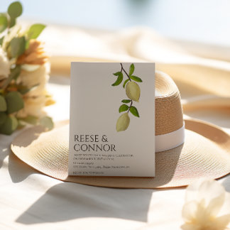 Fresh Citrus Painted Lemons Modern Mediterranean Inbjudningar